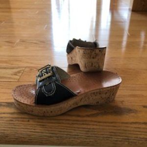 Leather wedge slide sandals (EUR 37)